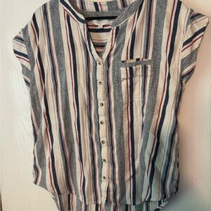 New Directions Striped Button-Up Shirt